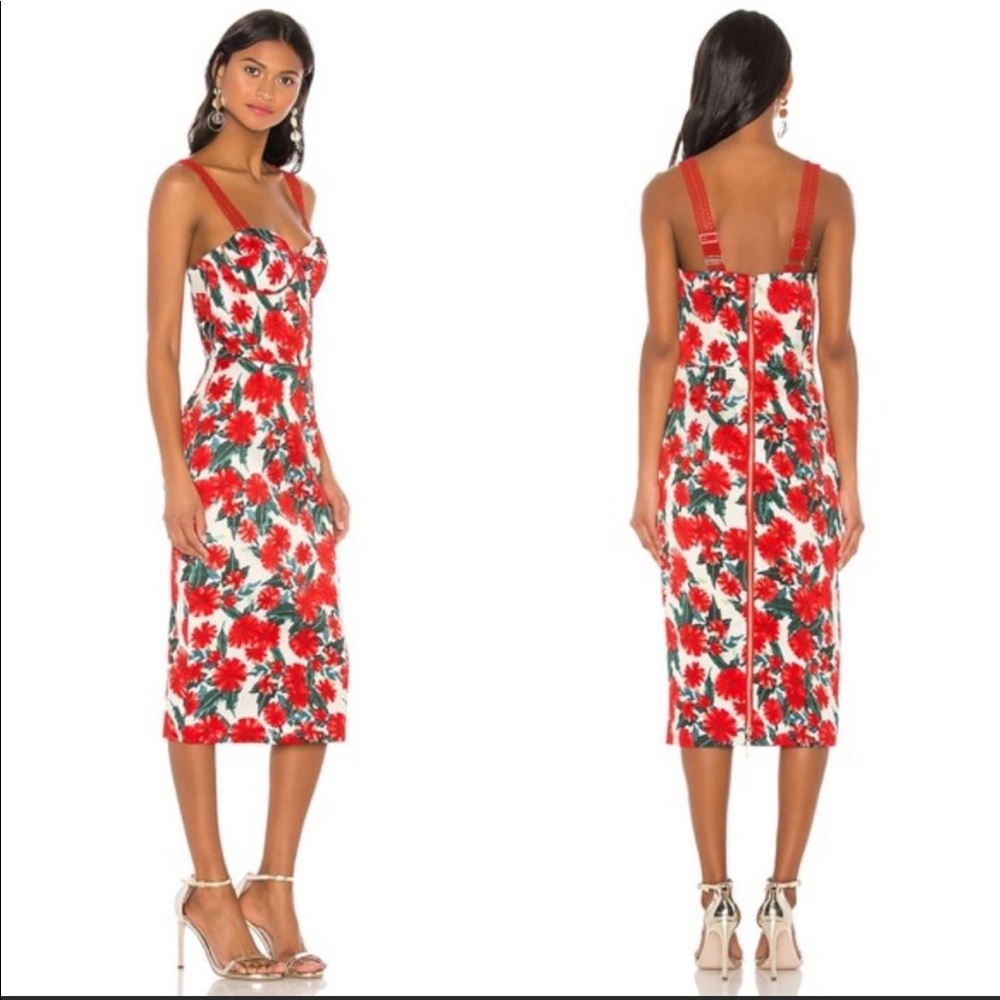 NEW Bronx and Banco red floral midi dress